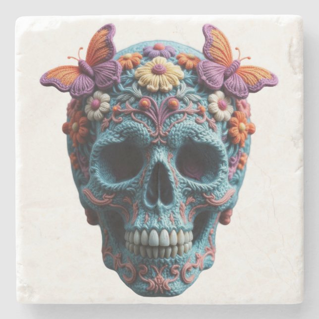 Posavasos De Piedra Calavera de lana (Anverso)