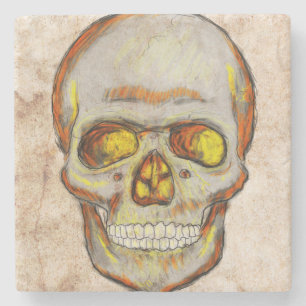 Posavasos De Piedra Calavera dibujada a mano