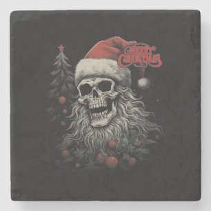 Posavasos De Piedra Calavera Esqueleto Divertida Navidad Feliz Santa C