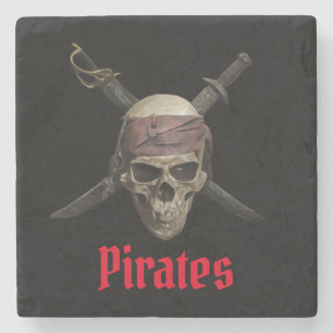Posavasos De Piedra Calavera pirata y cruces