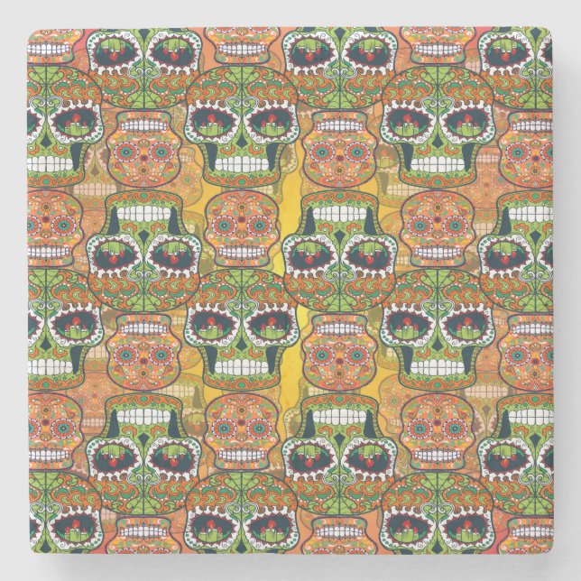 Posavasos De Piedra Calaveras de azúcar (Anverso)