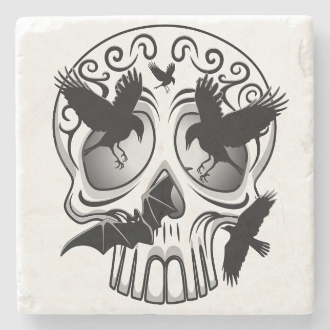 Posavasos De Piedra Calaveras decorativas de Halloween (Anverso)