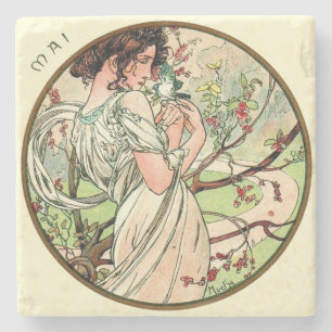 Posavasos De Piedra Calendario de Art Nouveau Mucha Mayo