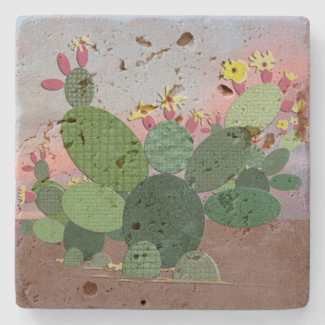 Posavasos De Piedra Calico Cactus Stone Coaster (Anverso)