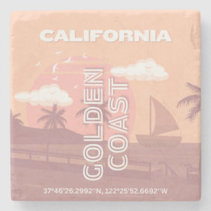 Posavasos De Piedra California, Arte de Viaje, Elegante, Pastel