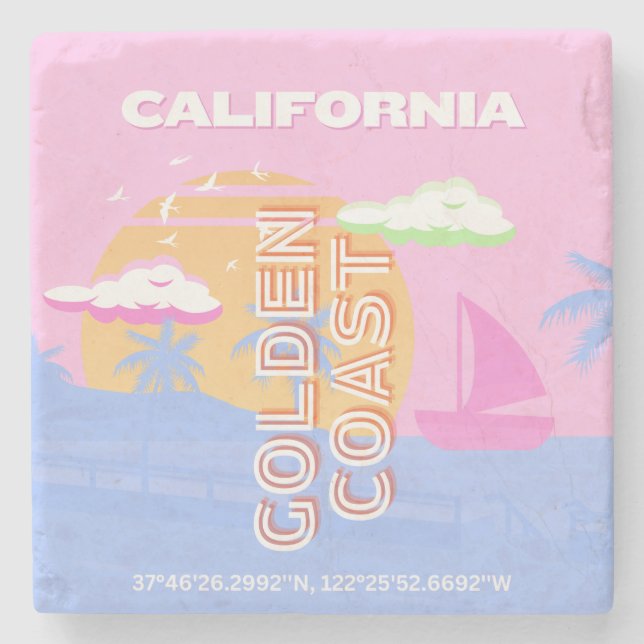 Posavasos De Piedra California, Arte de Viaje, Preppy (Anverso)