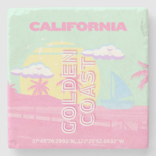 Posavasos De Piedra California, Playa, Arte de Viajes, Preppy