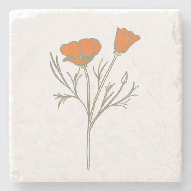 Posavasos De Piedra California Poppy Stone Coaster (Anverso)