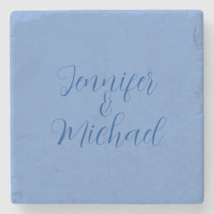 Posavasos De Piedra Caligrafía azul clásica profesional boda