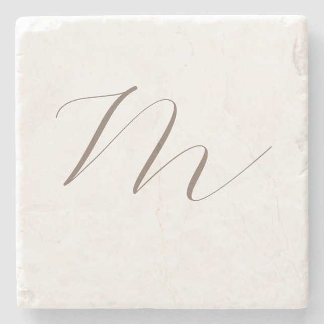 Posavasos De Piedra Caligrafía de monograma Clásica Única Moderna (Anverso)