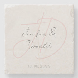 Posavasos De Piedra Caligrafía de monograma de letra clásica de moda