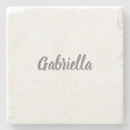 Posavasos De Piedra Caligrafía Elegante Blanco Gris Nombre simple