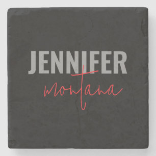 Posavasos De Piedra Caligrafía Elegante Llanura Añadir nombre propio