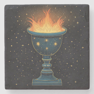 Posavasos De Piedra Cáliz en llamas en el cielo