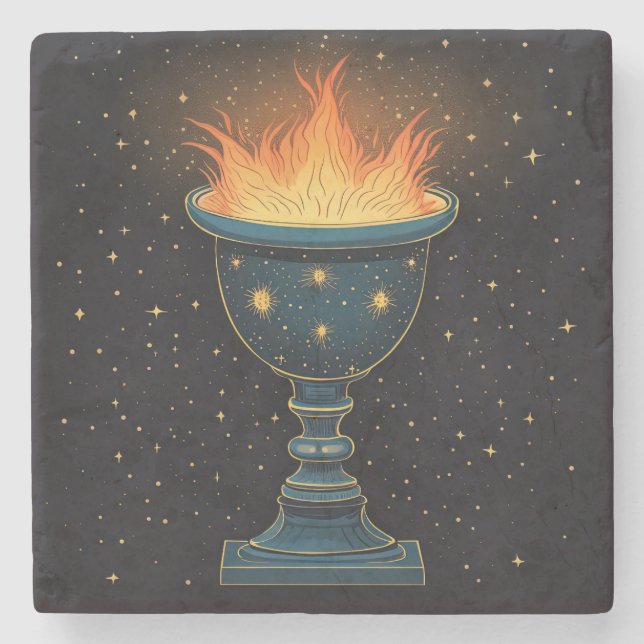 Posavasos De Piedra Cáliz en llamas en el cielo (Anverso)