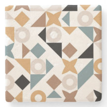 Posavasos de piedra caliza geométrica Bauhaus