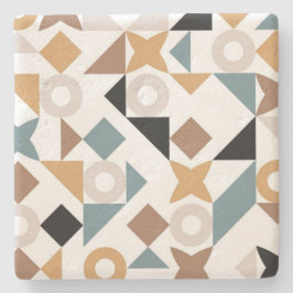 Posavasos de piedra caliza geométrica Bauhaus