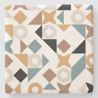 Posavasos de piedra caliza geométrica Bauhaus
