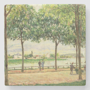 Posavasos De Piedra Calle de Alfred Sisley el   de los árboles de