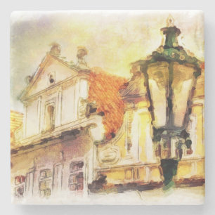 Posavasos De Piedra Calle en la vieja parte de Praga