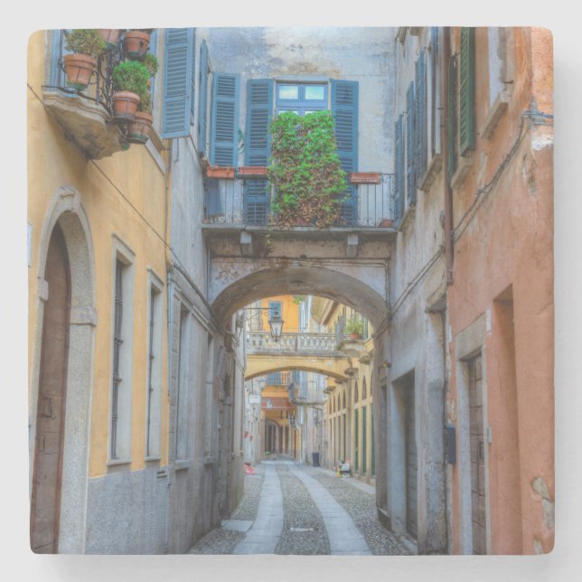 Posavasos De Piedra Calle estrecha de la ciudad, Italia (Anverso)