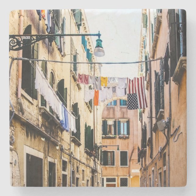 Posavasos De Piedra Calle estrecha de Venecia (Anverso)