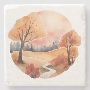 Posavasos De Piedra Camino de Otoño Dorado