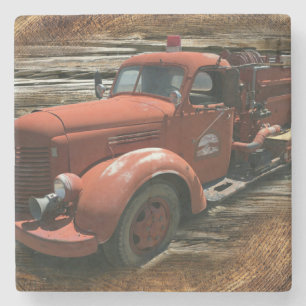 Posavasos De Piedra Camión antigüo de bomberos vintage