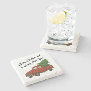 Posavasos De Piedra Camión Chevy rojo vintage antiguo transportando ár