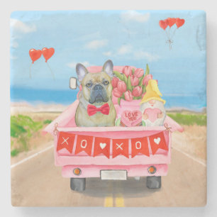Posavasos De Piedra Camión El día de San Valentín de Bulldog francés