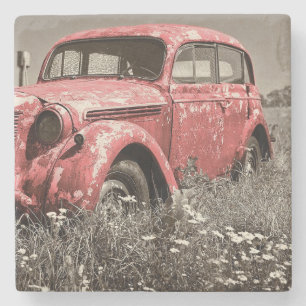 Posavasos De Piedra Camión Rojo Rusty Vintage