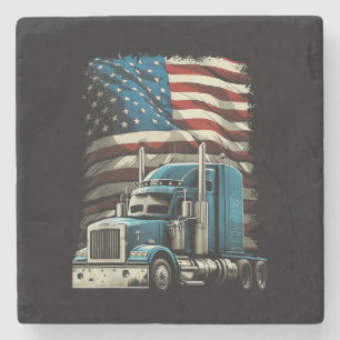Posavasos De Piedra Camionero Bandera Estadounidense Para Camión Patri
