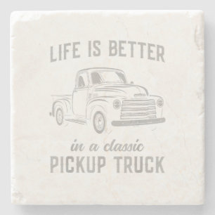 Posavasos De Piedra Camioneta Clásica Tipo Hombre Vintage