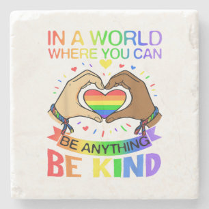 Posavasos De Piedra Camiseta de Conciencia de Igualdad de Arcoiris de 