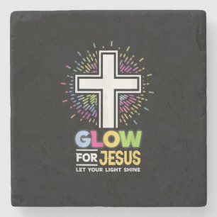 Posavasos De Piedra Camiseta de cruz cristiana Glow for Jesus Cristo J