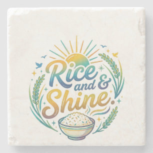 Posavasos De Piedra Camiseta divertida de desayuno Rice and Shine