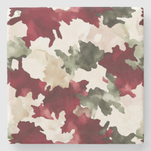 Posavasos De Piedra Camo Crema Verde Rojo