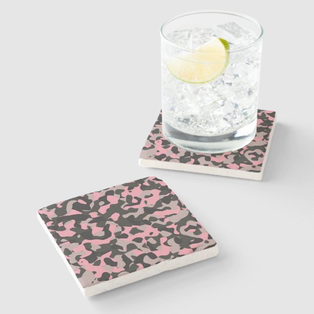 Posavasos De Piedra Camo rosa (Lateral)