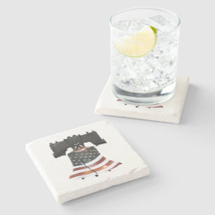 Posavasos De Piedra Campana de la libertad con bandera estadounidense