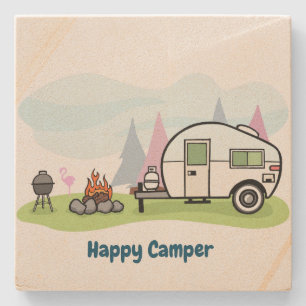 Posavasos De Piedra Camper Trailer feliz