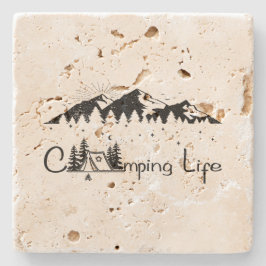 Posavasos De Piedra Camping Scene 