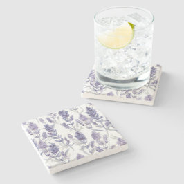Posavasos De Piedra Campos de lavanda | Patrón de flores de acuarela p
