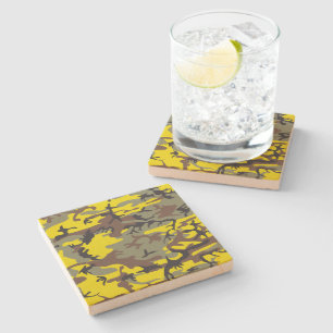 Posavasos De Piedra Camuflaje amarillo y marrón, ejército