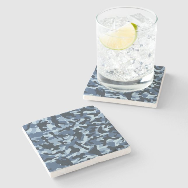 Posavasos De Piedra Camuflaje azul (Lateral)