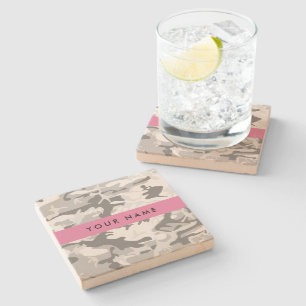 Posavasos De Piedra Camuflaje Gris Nieve de Invierno Personaliza tu no