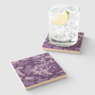 Posavasos De Piedra Camuflaje morado, ejército