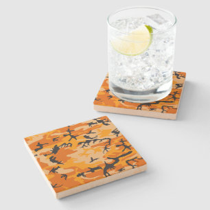 Posavasos De Piedra Camuflaje naranja, militar, ejército