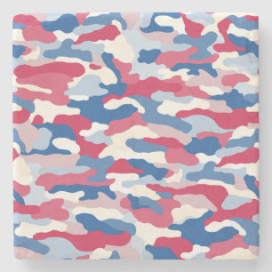 Posavasos De Piedra Camuflaje rojo blanco y azul