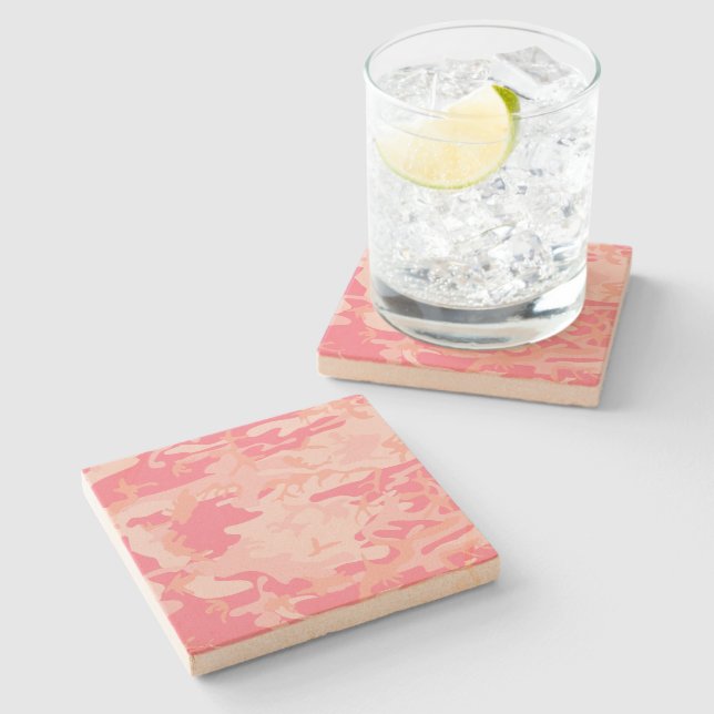 Posavasos De Piedra Camuflaje rosa, ejército, ejército (Lateral)