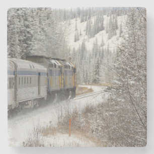 Posavasos De Piedra Canadá, Alberta. Tren de nieve de VIA Rail entre